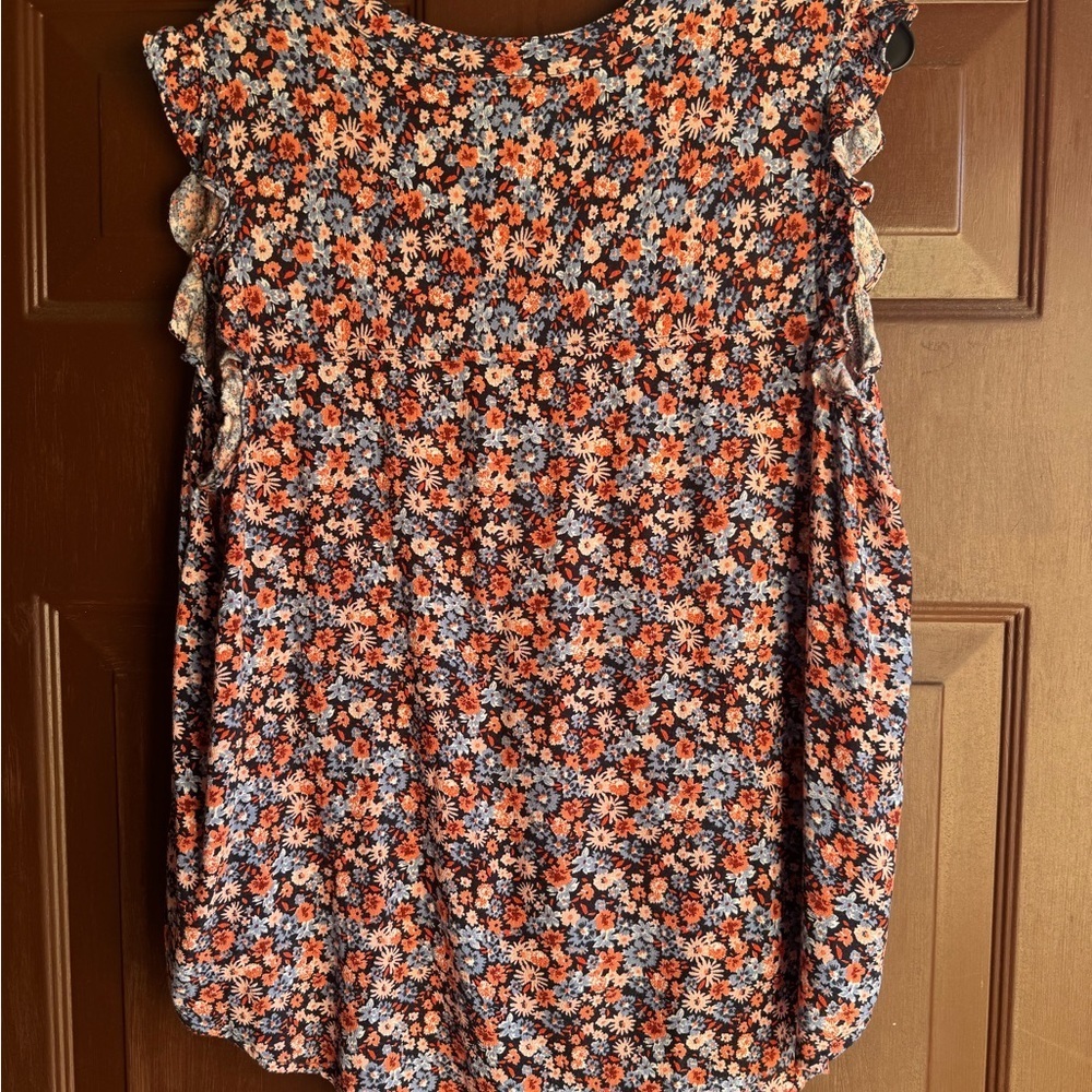 Universal Thread Ruffled Ruffled Sleeveless Floral Top Size Large - Picture 2 of 4